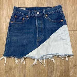 Levi’s Premium Denim Deconstructed Frayed Skirt
